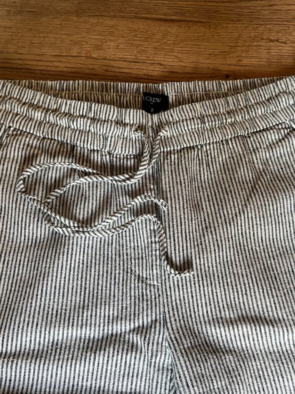 J Crew Striped Linen-Cotton Drawstring Pant - Picture 4 of 8